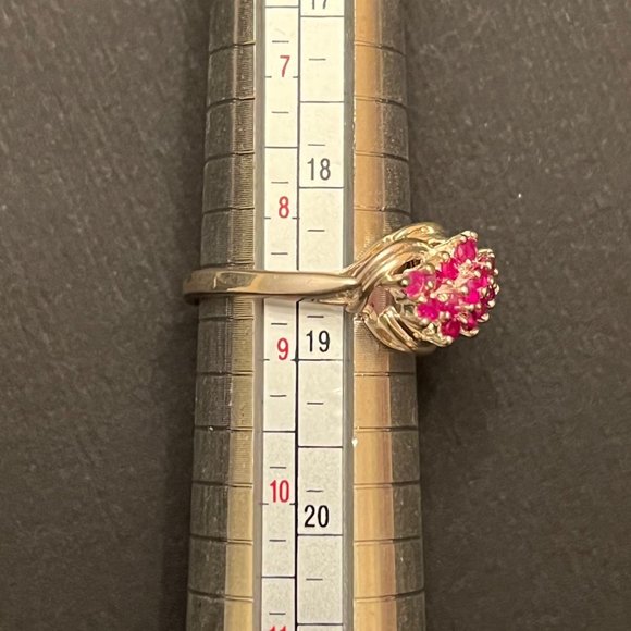 Multi-stone Ruby & Sterling Silver Ring, 8.5 - Picture 10 of 11